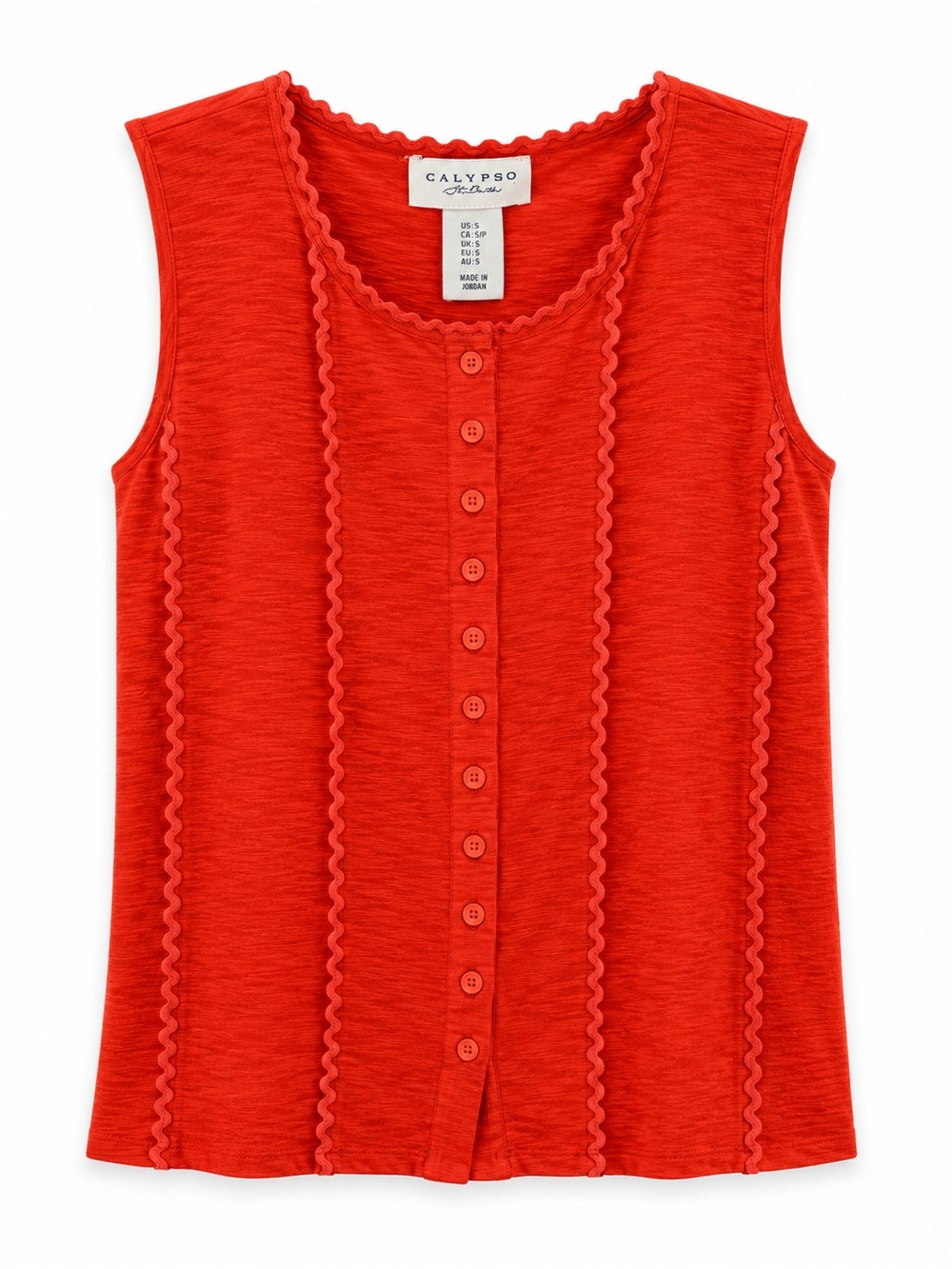 NWT Calypso St. Barth Coral red/orange button front sleeveless tank small
